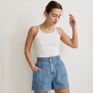 NWT Madewell Denim Pull-On Paperbag Utility Shorts in Arcwood Wash